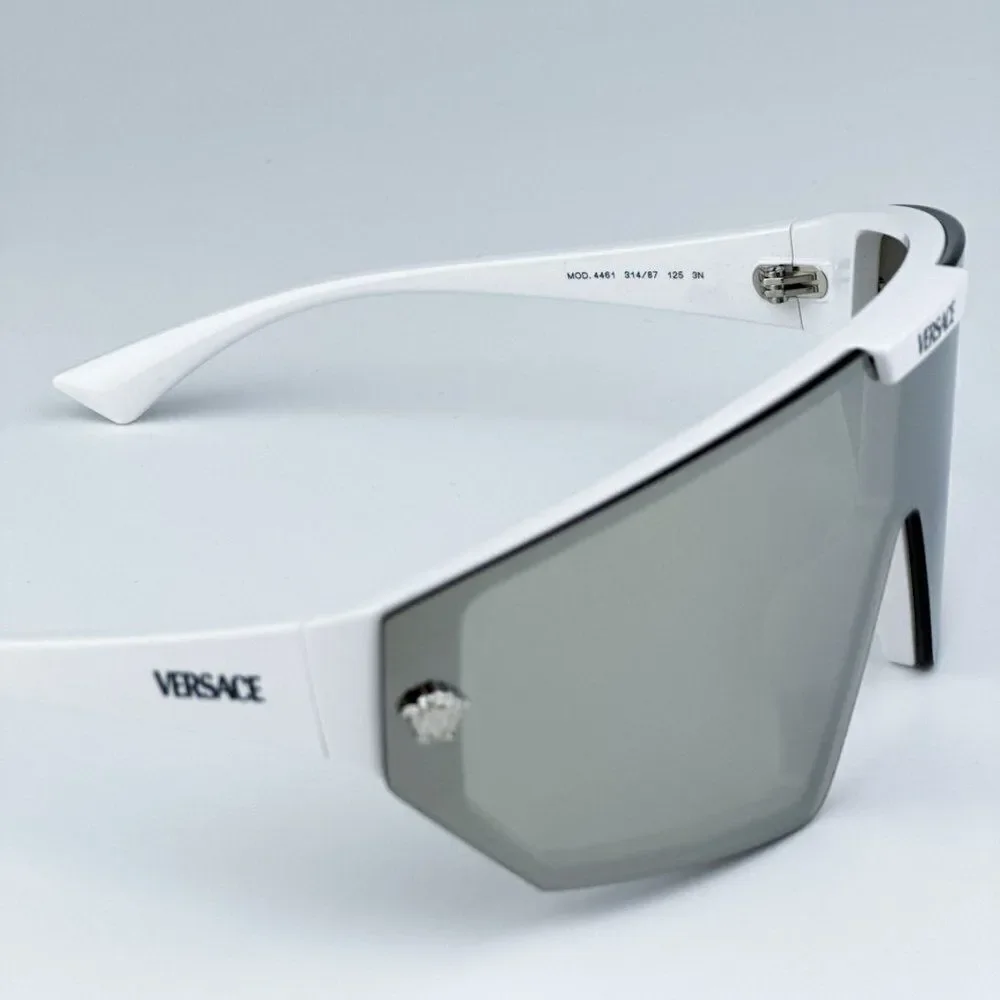 NEW Versace VE4461 314/87 White Grey Mirror Silver Detachable Lens Sunglasses